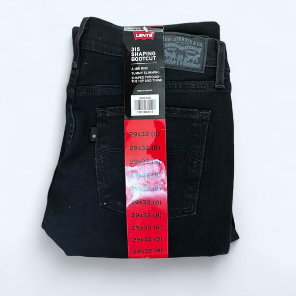 Levi's 315 Shaping Bootcut Women's Jeans Mid Rise Black Denim Size 8 W29 L32 - Picture 6 of 16